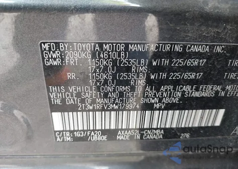 2021 Toyota Rav4 Xle from USA, damaged, VIN 2T3W1RFV3MW179974